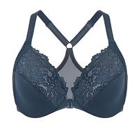 Delimira Women's Front Fastening Bra Racer Back Lace Plus Size Non Padded Underwired Sargasso 34C