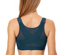 DELIMIRA Women's Front Fastening Bras Non Wired Posture Correcting Back Support Post Surgery Bra Plus Size Comfort Peace Mazarine 34DD