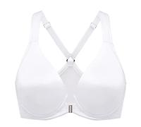 DELIMIRA Women's Front Fastening Bras Plunge Plus Size Underwired Racer Back Unlined T Shirt Bra White 34G
