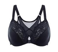 Delimira Women's Front Fastening Bras Posture Lace Underwire Unlined Full Coverage Plus Size Black 34D