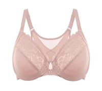 Delimira Women's Front Fastening Bras Posture Lace Underwire Unlined Full Coverage Plus Size Rose Smoked 46D