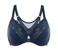 Delimira Women's Front Fastening Bras Posture Lace Underwire Unlined Full Coverage Plus Size Sargasso 46DD