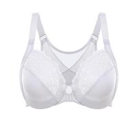 Delimira Women's Front Fastening Bras Posture Lace Underwire Unlined Full Coverage Plus Size White 38E