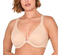 DELIMIRA Women's Front Fastening Bras Seamless Unlined Racer Back Plus Size Underwired Plunge Bra Beige 36G