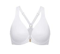 Delimira Women's Front Fastening Bras Seamless Unlined Racer Back Plus Size Underwired Plunge Bra White 36G