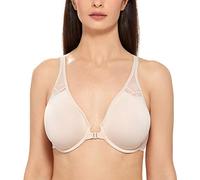 Delimira Women's Front Fastening Bras Underwire Unlined Racerback Plus Size Bra Beige 32F