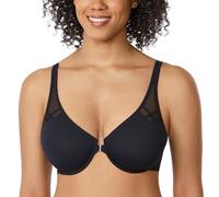 Delimira Women's Front Fastening Bras Underwire Unlined Racerback Plus Size Bra Black 32F