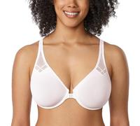 Delimira Women's Front Fastening Bras Underwire Unlined Racerback Plus Size Bra Coconut White 34C