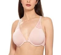 Delimira Women's Front Fastening Bras Underwire Unlined Racerback Plus Size Bra Gentle Rose 42C