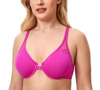 Delimira Women's Front Fastening Bras Underwire Unlined Racerback Plus Size Bra Hibiscus Purple 32DD