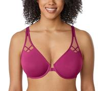 Delimira Women's Front Fastening Bras Underwire Unlined Racerback Plus Size Bra Magenta Purple 42F