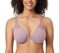 Delimira Women's Front Fastening Bras Underwire Unlined Racerback Plus Size Bra Mauve Shadows 38D