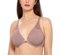 Delimira Women's Front Fastening Bras Underwire Unlined Racerback Plus Size Bra Mochaccino 34DD