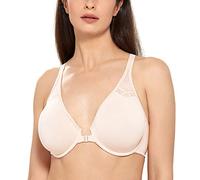 Delimira Women's Front Fastening Bras Underwire Unlined Racerback Plus Size Bra Rose White 36E