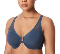 Delimira Women's Front Fastening Bras Underwire Unlined Racerback Plus Size Bra Sargasso 34F