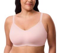 Delimira Women's Inbarely Lift Non Wired Bras Unlined Full Cup Plus Size Seamless Comfort T Shirt Bra Gentle Rose 42DD