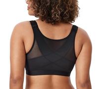 Delimira Women's Natrelax Front Fastening Bras Posture Padded Plus Size Wireless Back Support Bra Black 40G