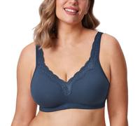 Delimira Women's Non Wired Bras Full Coverage Cotton Comfort Bra Plus Size Non Padded Soft Bras Sargasso 46DD
