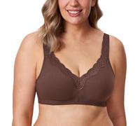 DELIMIRA Women's Non Wired Bras Full Coverage Cotton Comfort Bra Plus Size Non Padded Soft Bras Taupe 40F
