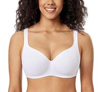 DELIMIRA Women's Padded Bra T Shirt Underwired Support Bra Balcony Seamless Full Cup Comfort Bra White 36F