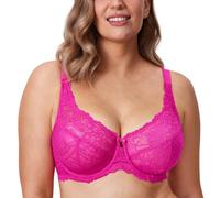 Delimira Women's Plus Size Bra Full Coverage Minimiser Non Padded Lace Underwired Bras Glitter Pink 42D