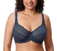 Delimira Women's Plus Size Bra Full Coverage Minimiser Non Padded Lace Underwired Bras Sargasso 44G