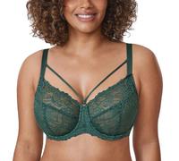 Delimira Women's Plus Size Minimiser Bras Full Coverage Unlined Underwire Sheer Lace Bra B-K Cups Midnight Emerald 38E