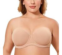 DELIMIRA Women's Strapless Bra Push Up for Bigger Bust Multiway Underwire Smooth Bandeau Bra Natural 38D