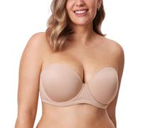 Delimira Women's Strapless Bra Push Up for Bigger Bust Multiway Underwire Smooth Bandeau Bra Oatmeal Heather 42D