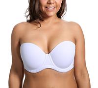 DELIMIRA Women's Strapless Bra Push Up for Bigger Bust Multiway Underwire Smooth Bandeau Bra White 42DD