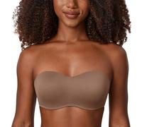 Delimira Women's Strapless Bra Underwire Non Padded Minimiser Plus Size Bandeau Seamless Bra Brown Purple 46C