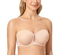 DELIMIRA Women's Strapless Bras for Bigger Bust Non Padded Smooth Underwire Beige 38D