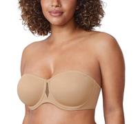 DELIMIRA Women's Strapless Bras for Bigger Bust Non Padded Smooth Underwire Warm Beige 34F