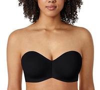DELIMIRA Women's Strapless Bras Silicone-Free Minimiser Bra Underwire Non Padded Bandeau Bra Black 38DD