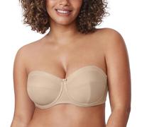 Delimira Women's Strapless Bras Underwire Non Padded Support Multiway Bandeau Bra for Bigger Bust Building Grey 42DD