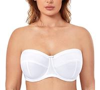Delimira Women's Strapless Bras Underwire Non Padded Support Multiway Bandeau Bra for Bigger Bust White 40DD