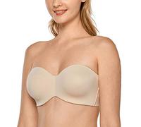 DELIMIRA Women's Strapless Bras Underwire Support Non Padded Plus Size Minimiser Bra Beige 42C