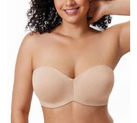 Delimira Women's Strapless Bras Underwire Support Non Padded Plus Size Minimiser Bra Oatmeal Heather 38DD