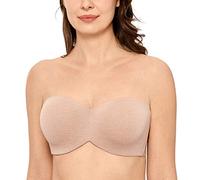 DELIMIRA Women's Strapless Bras Underwire Support Non Padded Plus Size Minimiser Bra Oatmeal Heather 36D