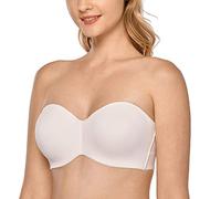 DELIMIRA Women's Strapless Bras Underwire Support Non Padded Plus Size Minimiser Bra Rose White 38DD