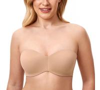 DELIMIRA Women's Strapless Bras Underwire Support Non Padded Plus Size Minimiser Bra Warm Beige 34C