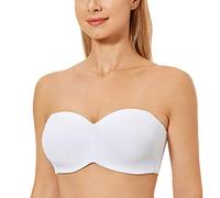 DELIMIRA Women's Strapless Bras Underwire Support Non Padded Plus Size Minimiser Bra White 32DD