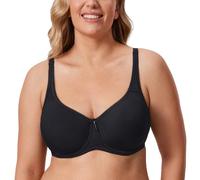 DELIMIRA Women's Support Bra Padded Plus Size Underwired Full Cup T Shirt Seamless Bra Black 40D