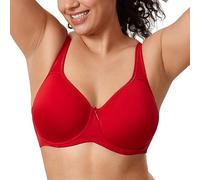 DELIMIRA Women's Support Bra Padded Plus Size Underwired Full Cup T Shirt Seamless Bra Lipstick Red 38C