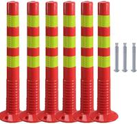 Delineator Post Cone Driveway Caution Sign Security Parking Bollards 45Cm/ 75Cm Height, Flexible Driveway Barrier Cones Caution Bollards For Traffic Control, Reflective Channe,6 Pack 75cm H Red+yello