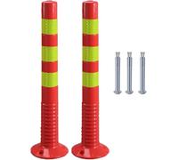 Delineator Post Cone Driveway Caution Sign Security Parking Bollards 45Cm/ 75Cm Height, Flexible Driveway Barrier Cones Caution Bollards For Traffic Control, Reflective Channe,2 Pack 45cm H Red+yello