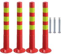 Delineator Post Cone Driveway Caution Sign Security Parking Bollards 45Cm/ 75Cm Height, Flexible Driveway Barrier Cones Caution Bollards For Traffic Control, Reflective Channe,4 Pack 45cm H Red+yello