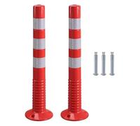 Delineator Post,Traffic Safety Cones, Security Parking Bollards 45cm/ 75cm Height Flexible Driveway Barrier Cones Caution For Traffic Control Reflective Channeliz(2 Pack,75cm H Red+white)
