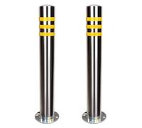 Delineator Post,Traffic Safety Cones, Stainless Steel Bollard Post with Reflective Strips Parking Blocker Barriers Safety Bollards for Lots Driveways Garage Pathway(Silver 2pcs)