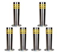 Delineator Post,Traffic Safety Cones, Stainless Steel Bollard Post with Reflective Strips Parking Blocker Barriers Safety Bollards for Lots Driveways Garage Pathway(Silver 6pcs)